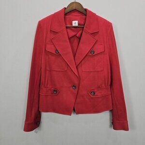 Cabi Little Red Jacket Blazer Womens 14 One Button Unlined Pockets Stretch Short